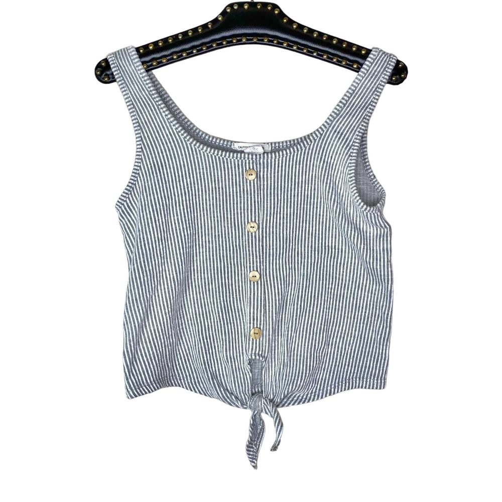 Caution To The Wind Striped Tank Top Front Tie Sleeveless Small